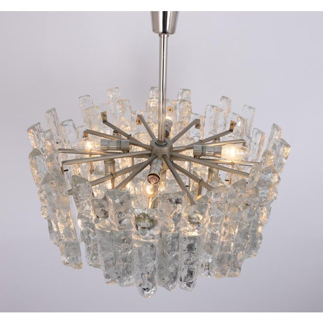 Large Soria Chandelier in Ice Glass from Kalmar, Germany, 1970 For Sale - Image 9 of 14