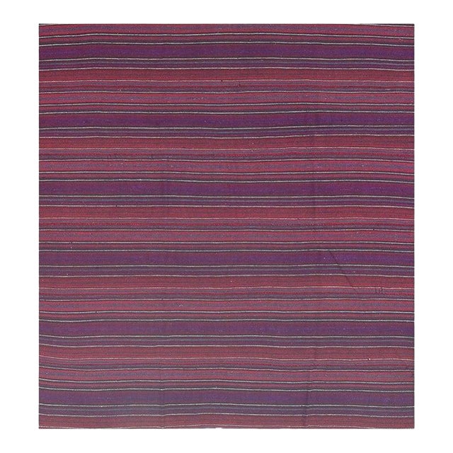 1950s Multicolor Stripe Modern Decorative Flatwoven Turkish Kilim Small Rug For Sale
