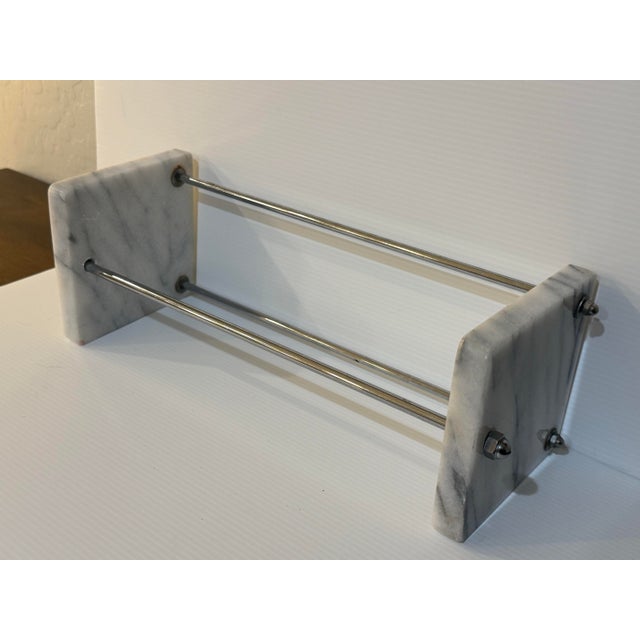 Metal Vintage Modernist Marble & Chrome Cookbook Rack / Book Holder For Sale - Image 7 of 9