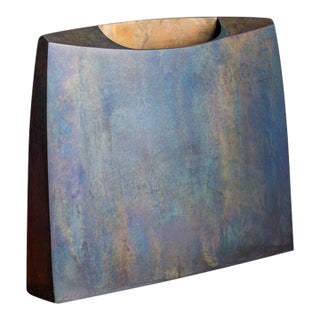 Vintage Jeffrey Brown 2003 Signed Patinated Bronze Sculptural Vessel For Sale