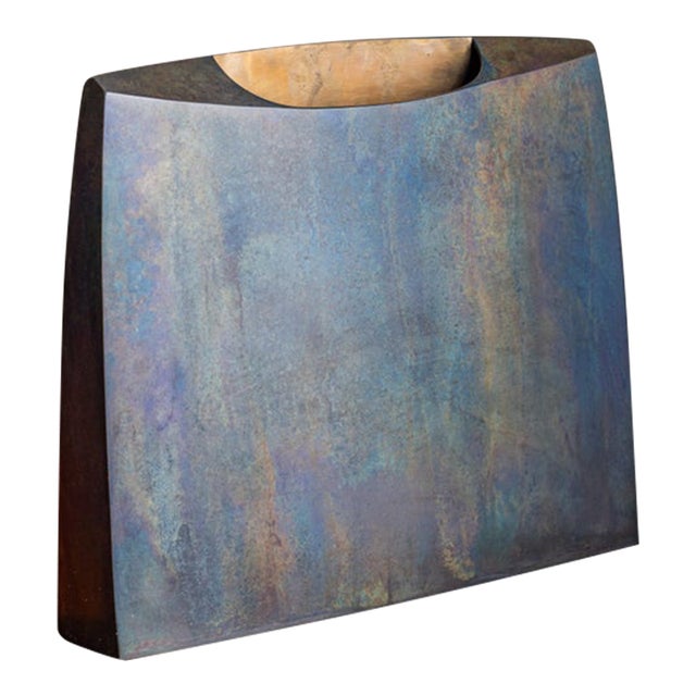 Vintage Jeffrey Brown 2003 Signed Patinated Bronze Sculptural Vessel For Sale