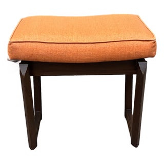 Mid Century Modern Walnut Frame Vanity Seat c.1960 For Sale