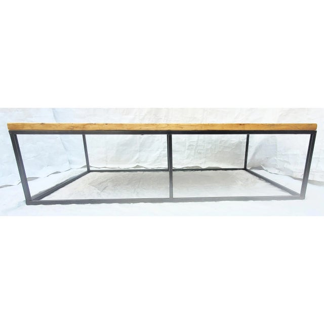2000 - 2009 Vintage Modern Industrial Steel Frame & Wood Large Coffee Table by Van Thiel & Co. For Sale - Image 5 of 13