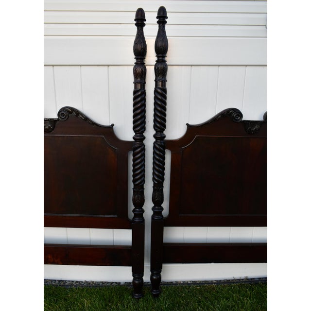Antique Pair of Carved Mahogany Twin Size Federal Style Headboards