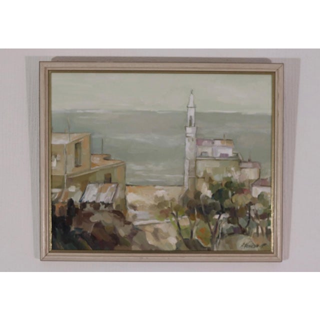 Original oil on canvas – “by the sea” by a. Vasilesck – signed & dated 1990, framed 44 × 36 cm (17.3" × 14.2") a...