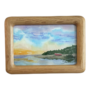 “Evening by the Shore” Framed Signed Original Watercolor Seascape by Nancy Smith