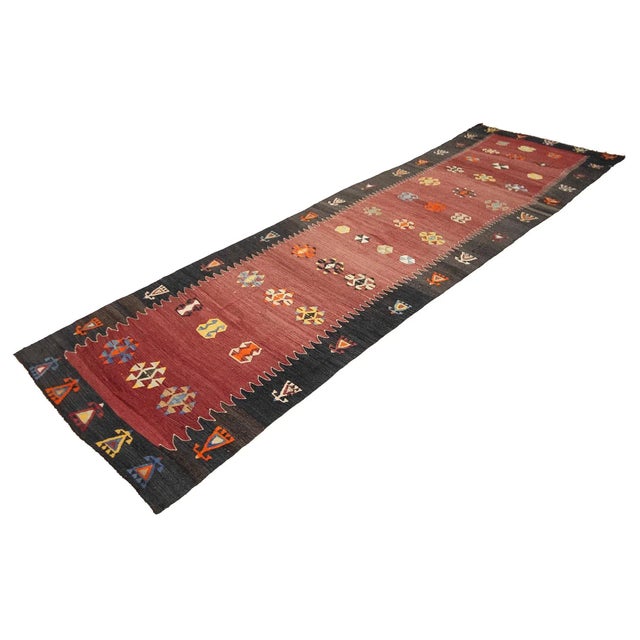 Boho Chic Vintage Turkish Kilim Runner For Sale - Image 3 of 7