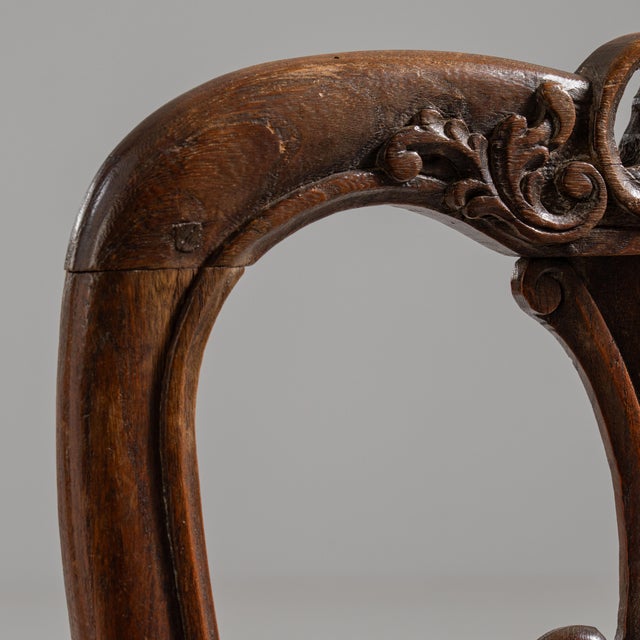 Pair of 19th Century French Chestnut Brown Louis XV Oak Chairs with Upholstered Seats For Sale - Image 4 of 15