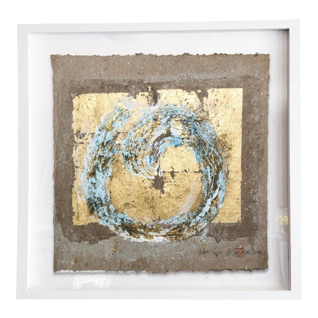 Wabi-Sabi.II Gold Leaf/Hand Made Japanese Parchment Painting For Sale