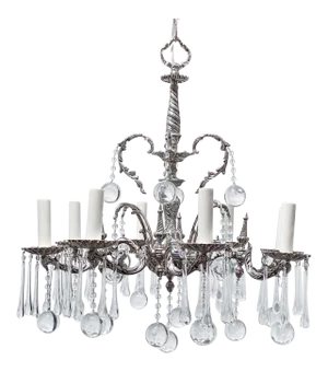 Vintage Silver Plated Spanish Style Chandelier