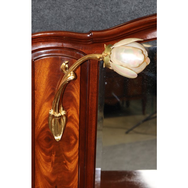 1920's Art Nouveau Mahogany Ormolu Mounted Vanity and Majorelle Stool For Sale - Image 12 of 14