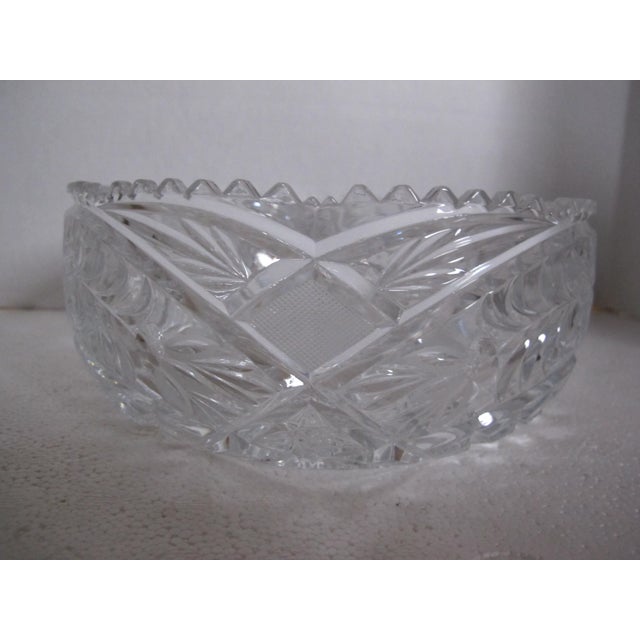 Glass Large Mid 20th Century Cut Glass Serving Bowl For Sale - Image 7 of 8