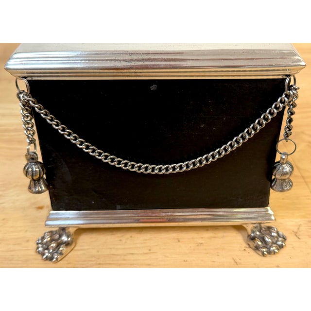 Pair Russian-Style Neoclassical Silverplated Bronze & Leather Paw Feet Cachepots For Sale - Image 4 of 12