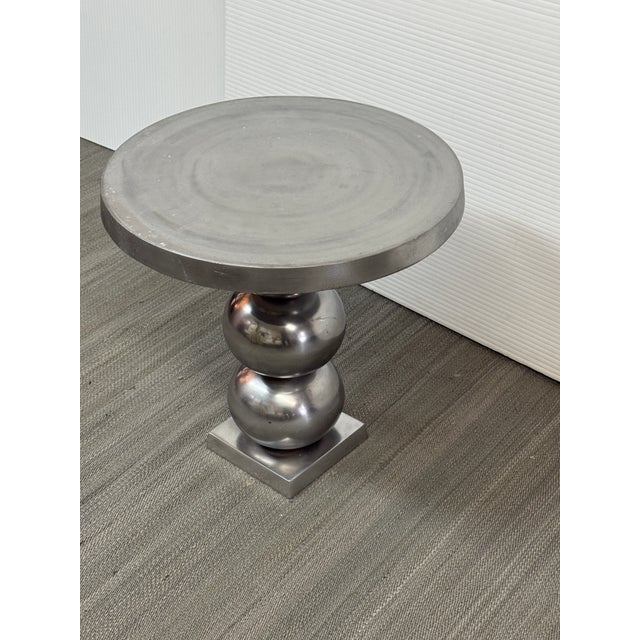 Sculptural Stacked-Sphere Metal Pedestal Side Table For Sale In San Francisco - Image 6 of 12