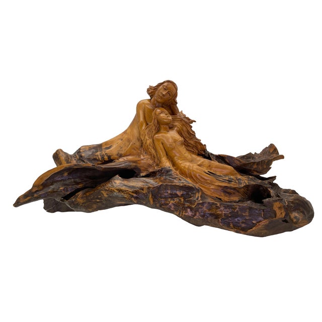 1970s Large Carved Mahogany Sculpture of Two Reclining Women, Circa 1970s For Sale - Image 5 of 18