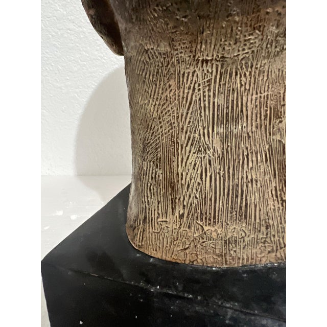 Brown John Davies, Rare Cast Painted Bronze Head Sculpture British Realist Sculptor John Davies, 1991 For Sale - Image 8 of 16