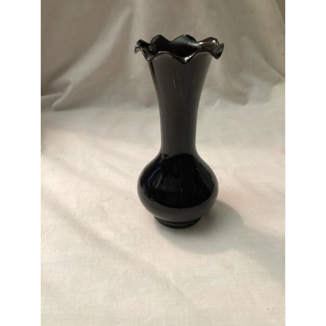 Vintage Black, Amethyst Glass Vase For Sale - Image 4 of 4