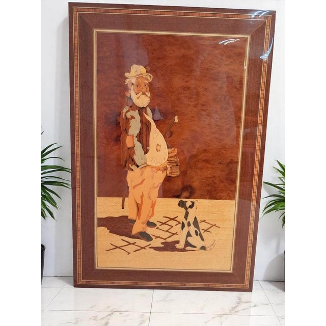 Wood Vintage Italian Inlaid Marquetry Wall Art, 1960 For Sale - Image 7 of 18