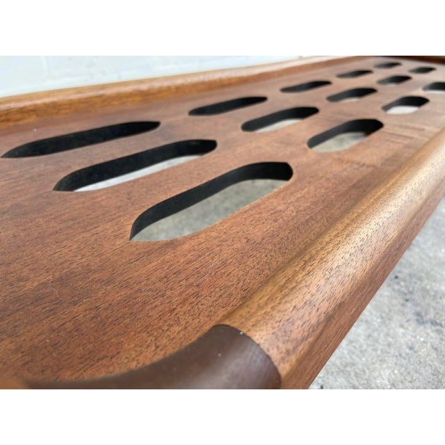 Adrian Pearsall Mid Century Modern Slotted Coffee Table With Surfboard Glass Top | in Harvey Probber Style For Sale - Image 4 of 12