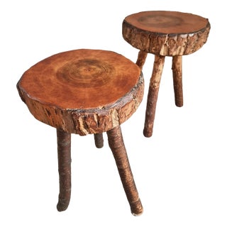 Vintage Wooden Stools, France, 1960s, Set of 2 For Sale