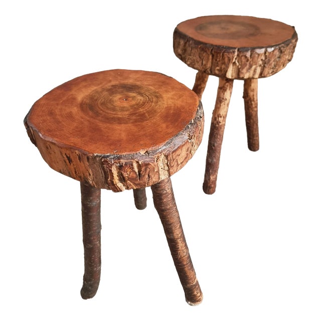 Vintage Wooden Stools, France, 1960s, Set of 2 For Sale