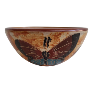 Costa Rican Sgraffito Pottery Bowl With Butterfly