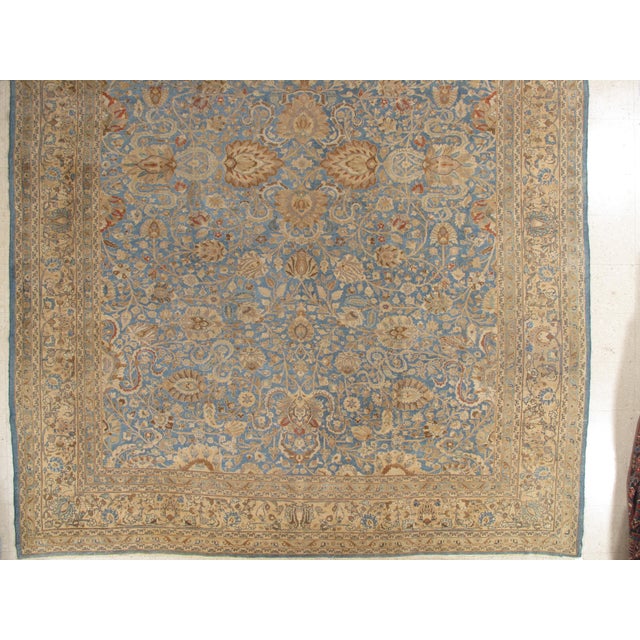 Antique Persian Mashad Carpet, Handmade Oriental Rug, Soft, Taupe, Lt Blue Beige For Sale - Image 12 of 18