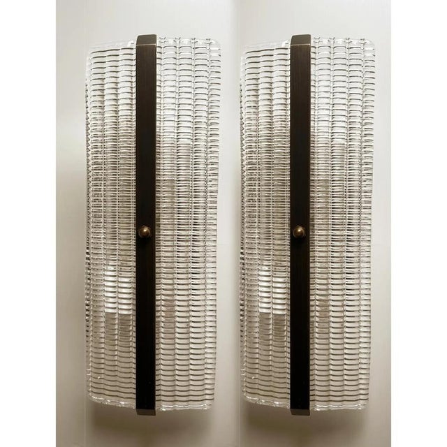 Brunish Diamanted Rectangular Murano Glass Wall Sconces by Simoeng for Simoeng, Set of 2 For Sale - Image 6 of 8