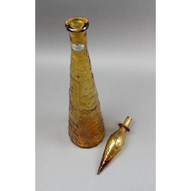 Mid 20th Century Guildcraft Italy Amber Empoli Glass Decanter Genie Bottle Mid Century Modern For Sale - Image 5 of 10