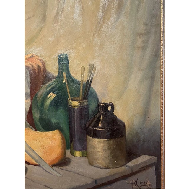 1930s "Studio Junk" Still Life Oil Painting by Harold W. Cheney, Framed For Sale - Image 4 of 13