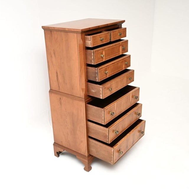 Antique Georgian Yew Wood Chest on Chest of Drawers, 1930 For Sale - Image 3 of 9