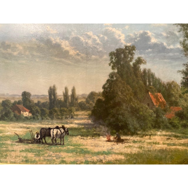 Large Guillaume Lauters 19th-C Pastoral Landscape Oil Painting, Superb Frame For Sale - Image 4 of 6