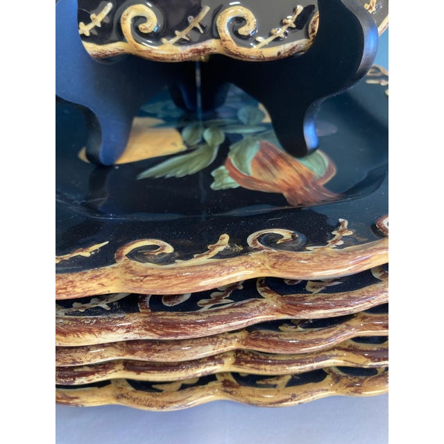Late 20th Century Raymond Waites Black and Gold Fruit Salad Plates – Set of 6 For Sale - Image 11 of 12