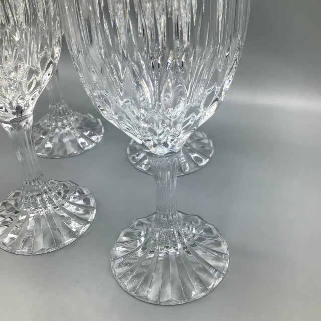 French Crystal Bretagne Fluted Stem Water Goblets-Set of 4 For Sale - Image 10 of 12