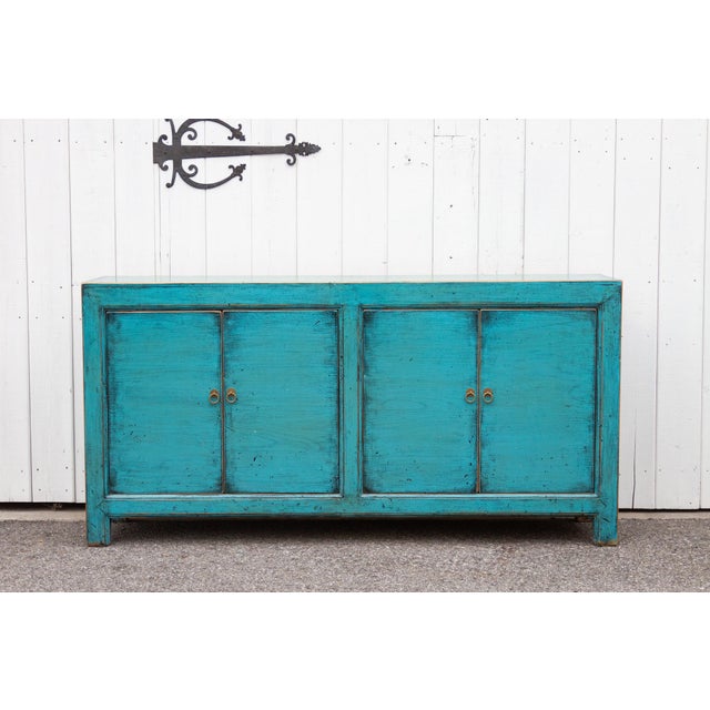 Asian Teal Blue Painted Sideboard Chairish