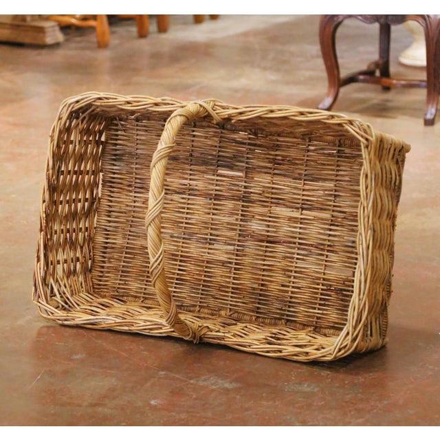 Tan Early 20th Century French Wicker Market Basket With Twisted Handle For Sale - Image 8 of 9