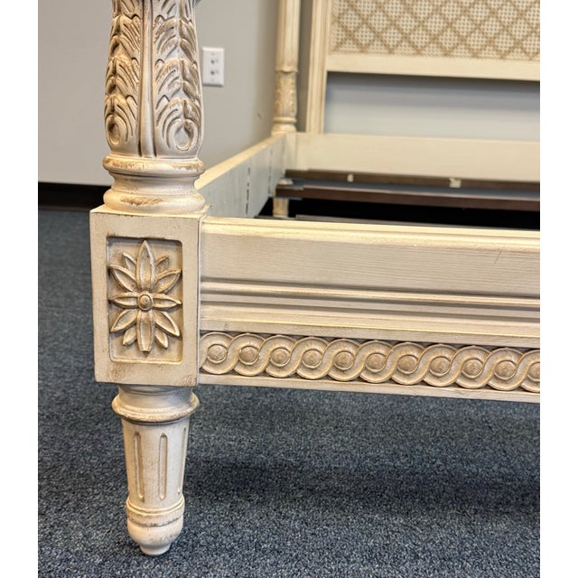 2000 - 2009 Ej Victor French “Julia Gray” Carved Cane Bed - King Size For Sale - Image 5 of 11