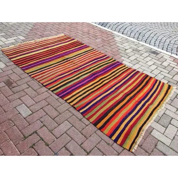 Boho Chic Vintage Handwoven Turkish Kilim Rug - 4'4" X 8', 07 For Sale - Image 3 of 6