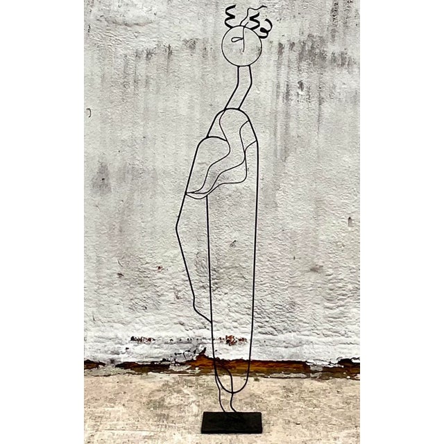 Vintage Post Modern Wrought Iron Sculpture of Woman For Sale - Image 4 of 9