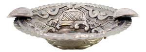 Embossed Silver Ashtray with Wavy Frieze and Central Thousand Reis Coin