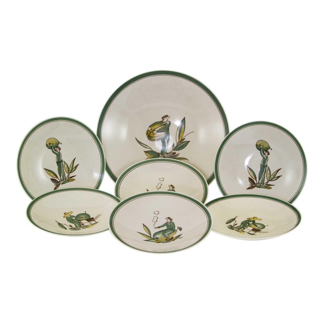 1950’s Vintage Royal Copenhagen Fruit Green Decoration- Set of 7 For Sale
