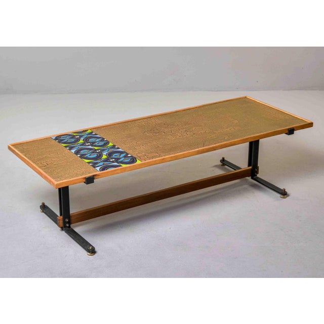 Mid-Century Italian Cocktail Table With Craquelure and Enamel Top For Sale - Image 9 of 12