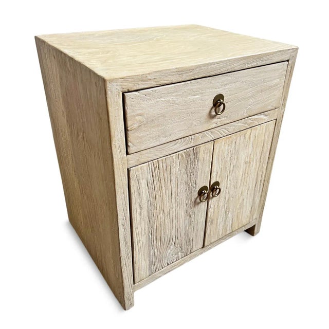 Simple Bleached Elm Nightstand For Sale In Los Angeles - Image 6 of 8