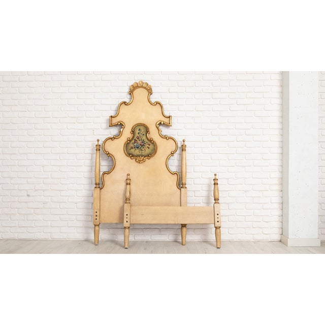 1960s Rococo Revival Cream and Gold Single Bed Frame, 1960s For Sale - Image 5 of 5