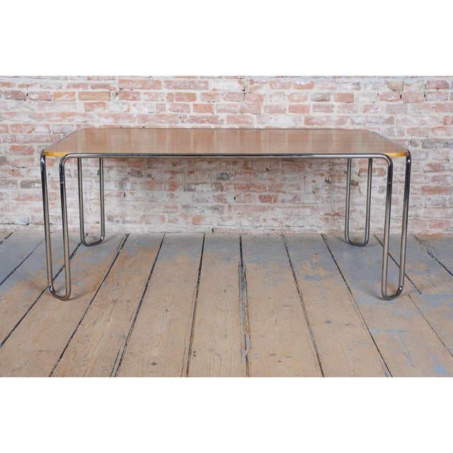 This dining table is a prime example of 1930s czechoslovak functionalist design in the bauhaus style. Manufactured by the...
