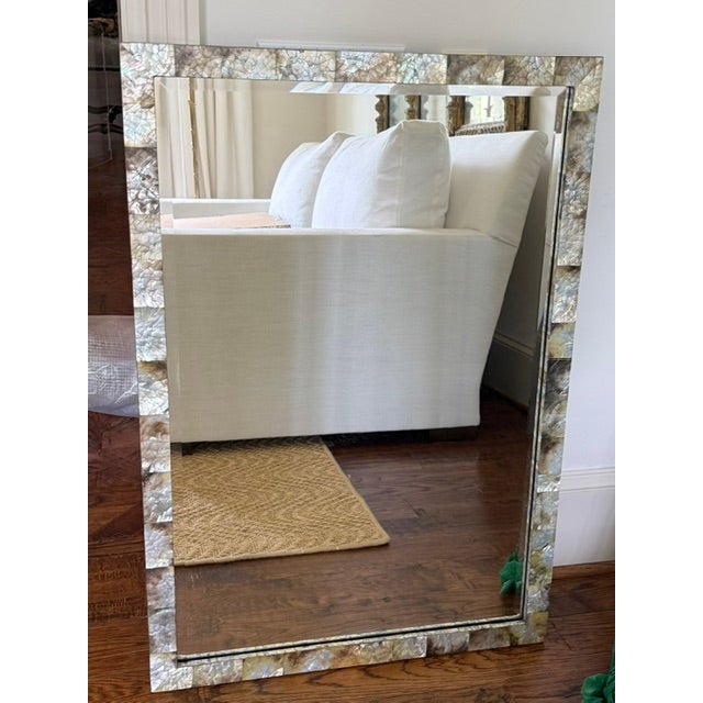 Made Goods Sidney Mirror in Silver Mop Shell 26" X 38" For Sale - Image 9 of 17