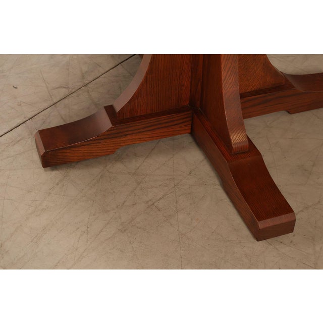 2010s Stickley Mission Collection 46" Round Oak Pedestal Dining Table For Sale - Image 5 of 18