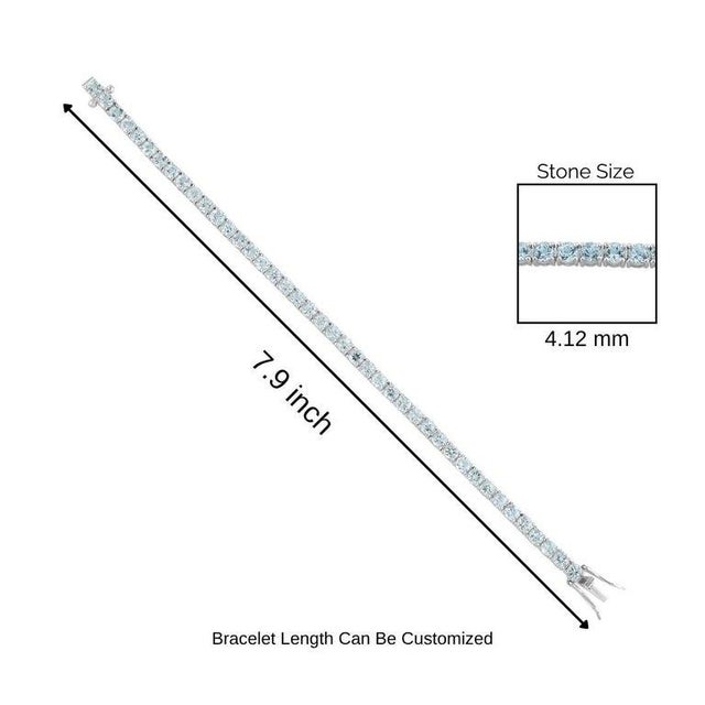 13 Ct Natural Sky Blue Aquamarine Tennis Bracelet in Sterling Silver For Sale - Image 11 of 13