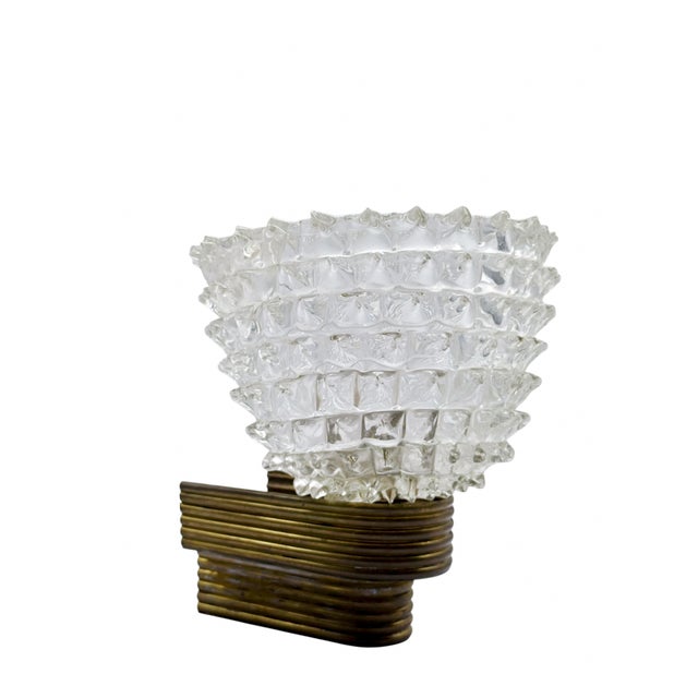 Gold Rostrato Murano Glass and Brass Wall Lamp by Ercole Barovier for Barovier & Toso, Italy, 1940s For Sale - Image 8 of 9