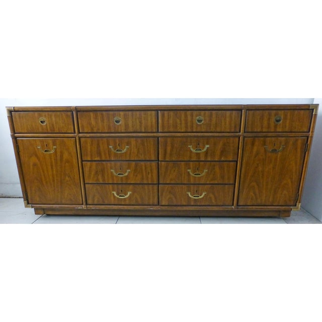 Vintage Drexel Accolade Campaign 10 Drawer Inset Brass Hardware